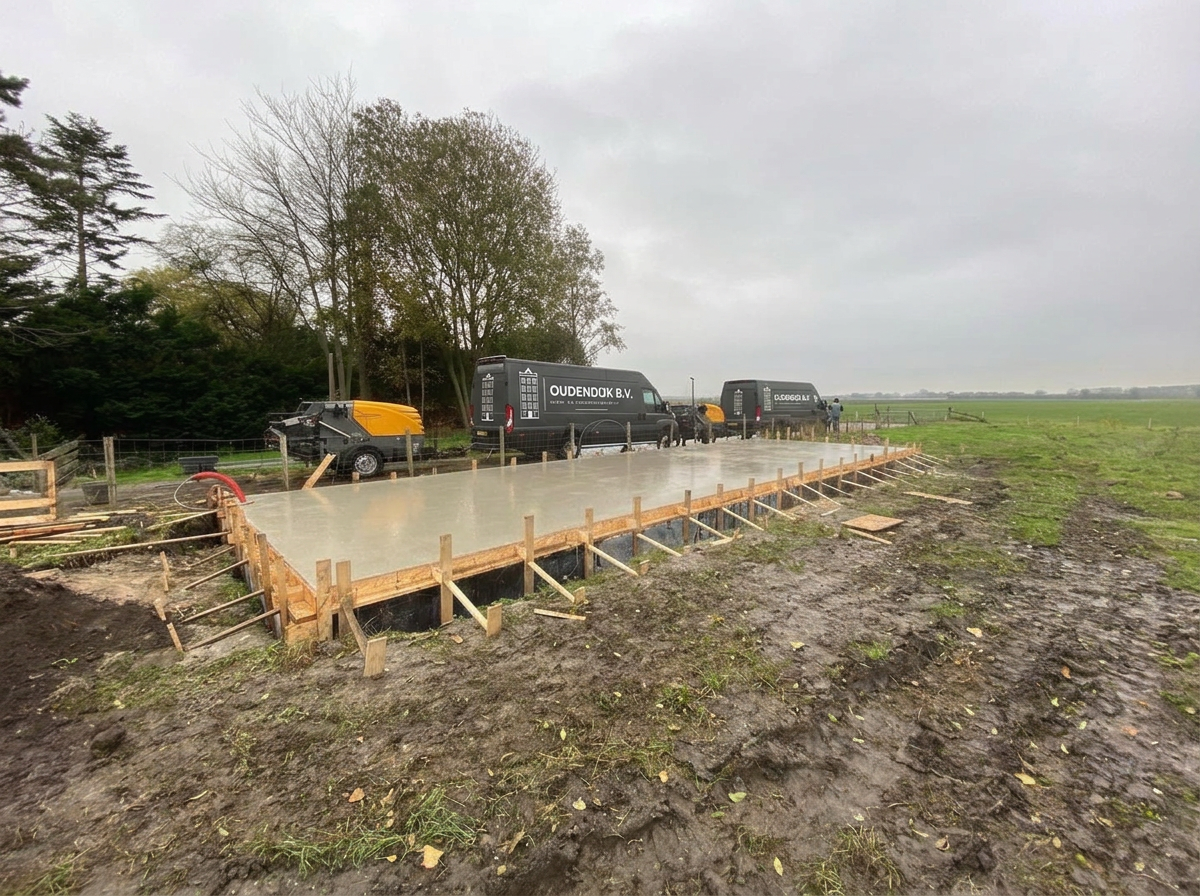 Betonstorting fundering in Noord-Holland